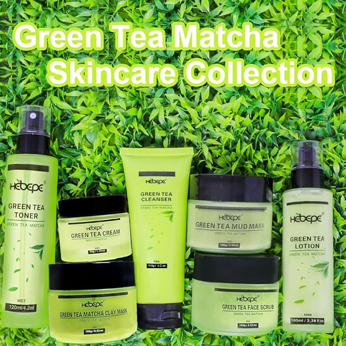 Green Tea Matcha Facial Detox Clay Mask with Mineral Oil, Wash Off Until Dry, Deep Cleaning, Hydrating, Detoxing, Healing, and Relaxing, Pore, and Blackhead Mask