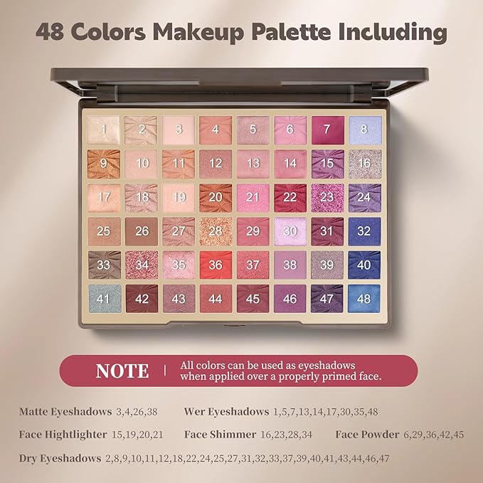 Color Nymph Artistry Palette, Multichrome Makeup Palettes For Face High Pigmented Eyeshadow with Matte Shimmer & Cream Eye Shadows Easy Makeup Blending Palette For Daily Stage Versatile Make Up Looks