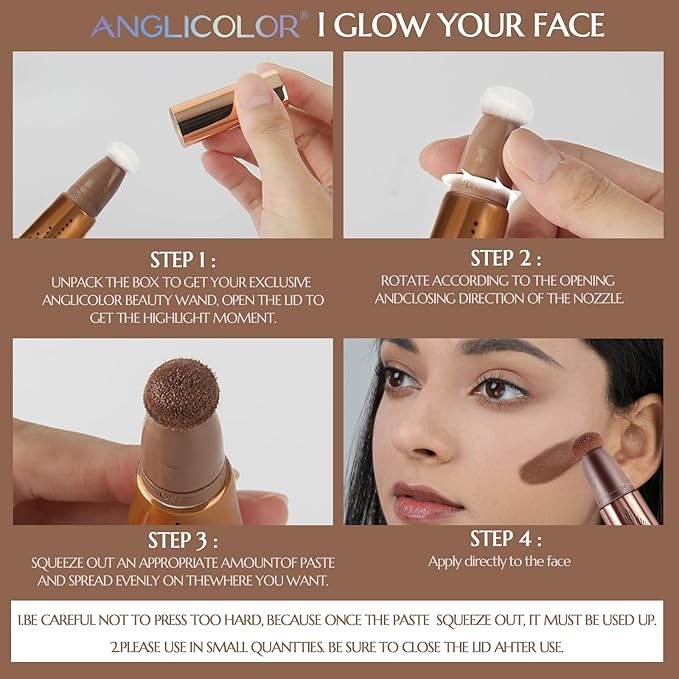 Liquid Highlighter Makeup Stick 3D Sparkling Effect,Cream Highlighter Lightweight,Easy To Spread,Highlighter Makeup Long-lasting,Natural Makeup Effect(01#Spotlight)