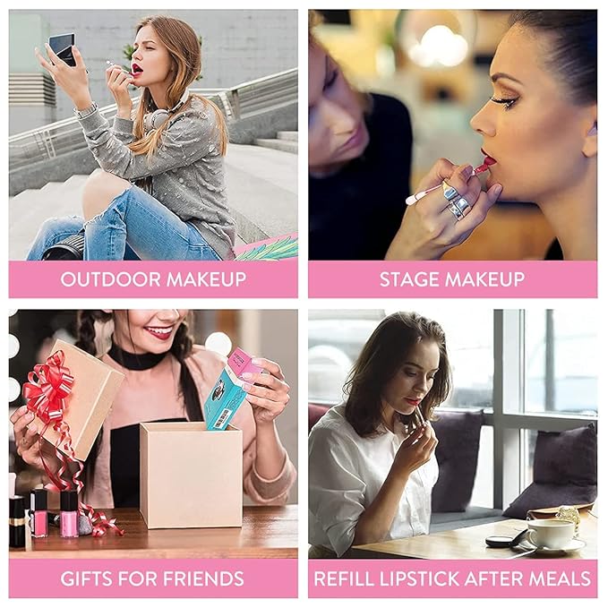 FLIPNEX 20Pcs Cotton Swab Tattoo Lipstick, Tattoo Lipstick Cotton Swab Lip Tint, Waterproof and Long Lasting Liquid Non-Stick Portable Lip Gloss (Rose)