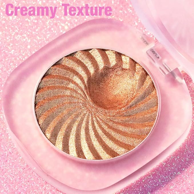 Cream Highlighter Makeup Palette, Glow Highlighters Makeup Powder, Suit for Cheeks, Body, Eyeshadow, Silver Light Pink Rose Gold Purple Champagne, Vegan, Talc Free (02)