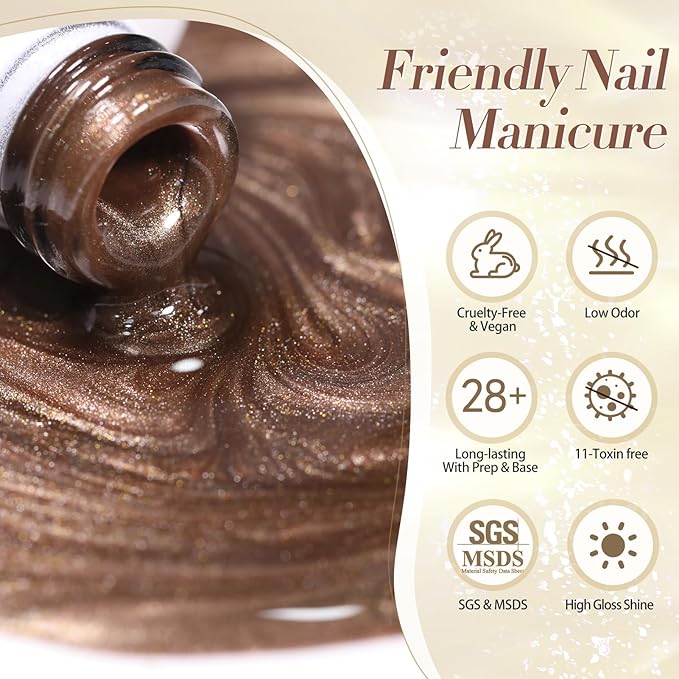 Born Pretty Cat Magnetic Eye Gel Nail Polish, Fall Winter Jelly Glass Magnetic Gel Polish, Purple Brown Pink Nude Glitter Soak Off Nail Art Salon Manicure Home Gift 7ml 6pcs