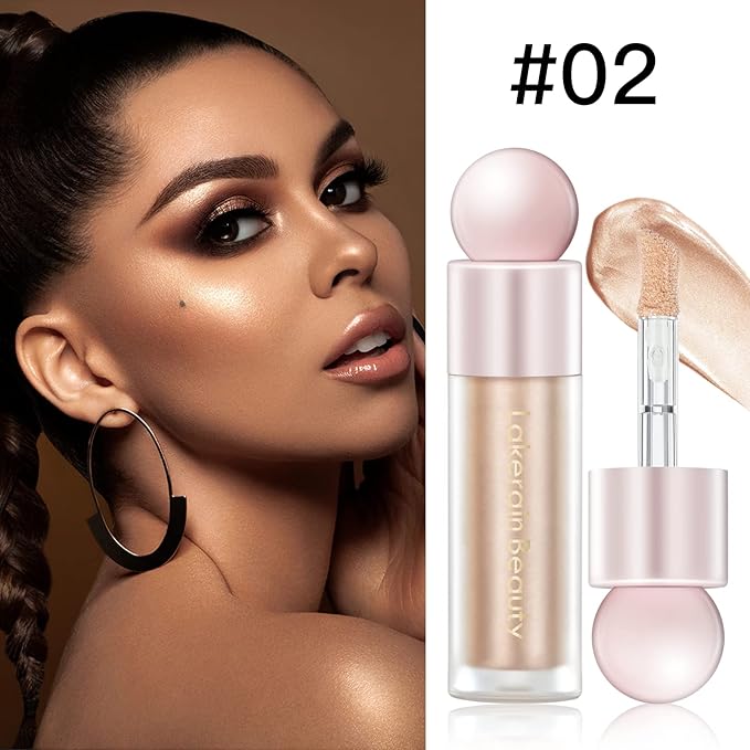 Liquid Highlighter Makeup, Natural Silky Shimmer Finish Face Highlighter, Highly Pigmented, Lasting, Blendable, Soft Cream For Face, 0.25fl.oz (#02 Champagne Shimmer), 1.3 Ounce, 1 Pack