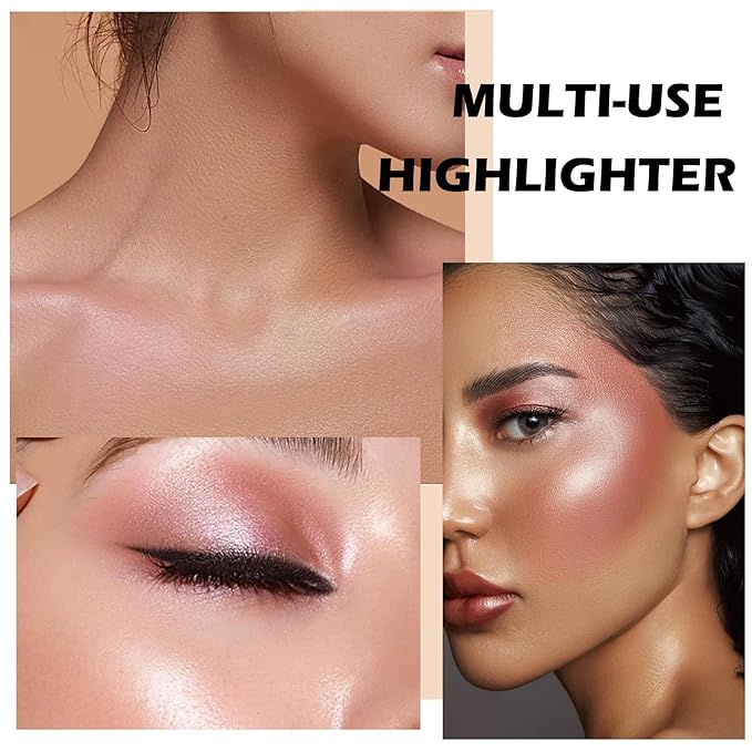 Boobeen Highlighter Makeup Palette, Baked Highlighter Bronzer Powder Palette, Shimmer Illuminator Contour Highlighter Powder for Face, Pearl Shine Shades Waterproof Long Lasting