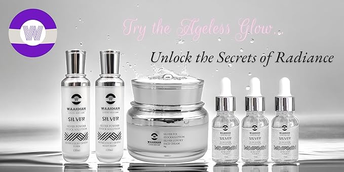 Luxury Skin Care Silver Solution, Facial Cream, Moisturizer, Toner and Serum