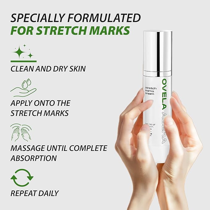 Abera Ovela Maternity Stretch Mark Cream for Pregnancy and Weight Fluctuations, Stretch Mark Treatment Pregnancy Must Haves, Deep Stretch Mark Removal, All Skin Types, 1.69 fl oz, Set of 3