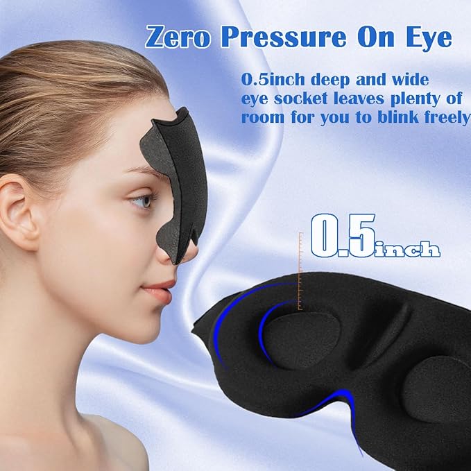 Eye Mask for Lash Extensions, Eye Mask for Sleeping, Soft Breathable Eyelash Sleeping Mask for Extensions with Adjustable Elastic Strap for Flight Nape