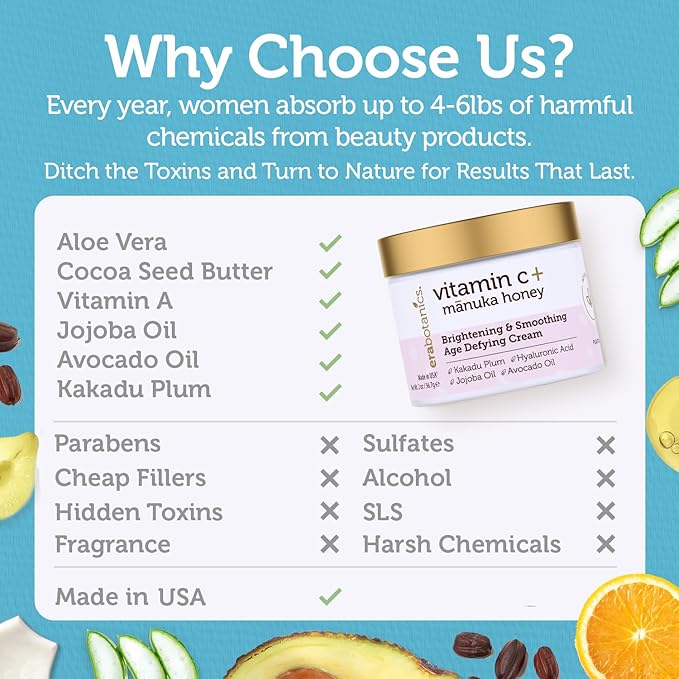 Advanced Vitamin C Face Cream - Brightening & Nourishing with Jojoba Oil, Kakadu Plum for Fine Lines, Wrinkles