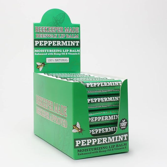 Beekeeper Made Beeswax Bulk Lip Balm, 40 Count Peppermint | For Men, Women, and Children. Great for Gifts, Showers, & More