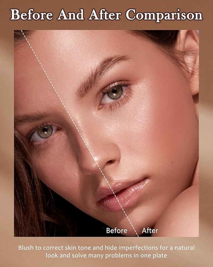 Face Matte Blush Powder Palette-2Colors Buildable Facial Cheek Blusher Pressed Powder Light Luxury Blush Contour Palette for Face,Longlasting Makeup Palette,Valentine's Day Gift Set for Women Girl-03