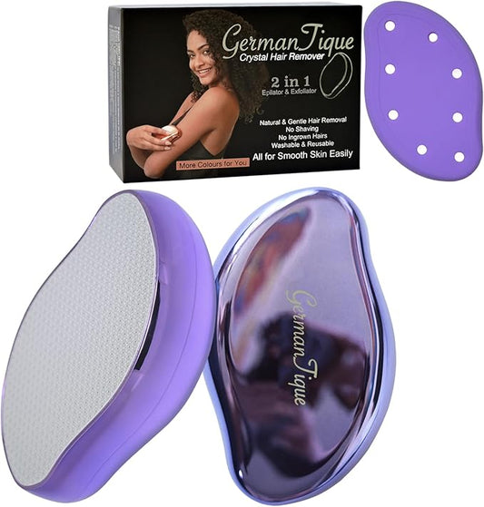 Crystal Hair Eraser,Natural Crystal Hair Remover,Reusable Painless Nano Glass Hair Removal Device Without Shaver,Gentle Crystal Epilator and Exfoliator for Soft Silky Skin(Violet)