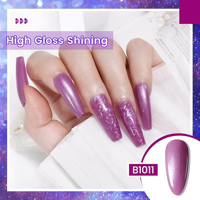 JODSONE 10ml Gel Nail Polish Set Glitter 6Colors Dark Green Glitter Pink Deep Blue Gel Polish Lacquer Glossy Art for Nail and Salon Need U V Lamp