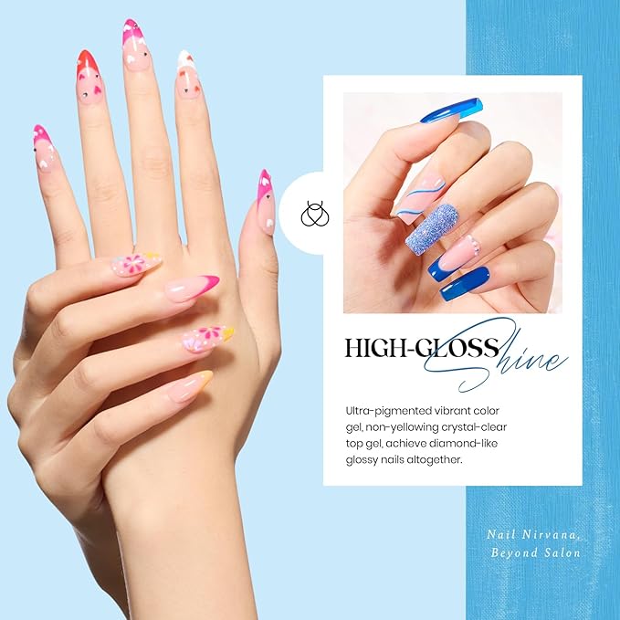 Beetles Fall Gel Nail Polish Set - 20 Pcs Neon Nail Gel Polish Set Soak Off Uv LED Gold Sliver Glitter Nail Polish Kit Blue Pink Black White Uv for Nail Art Salon Gift for Women