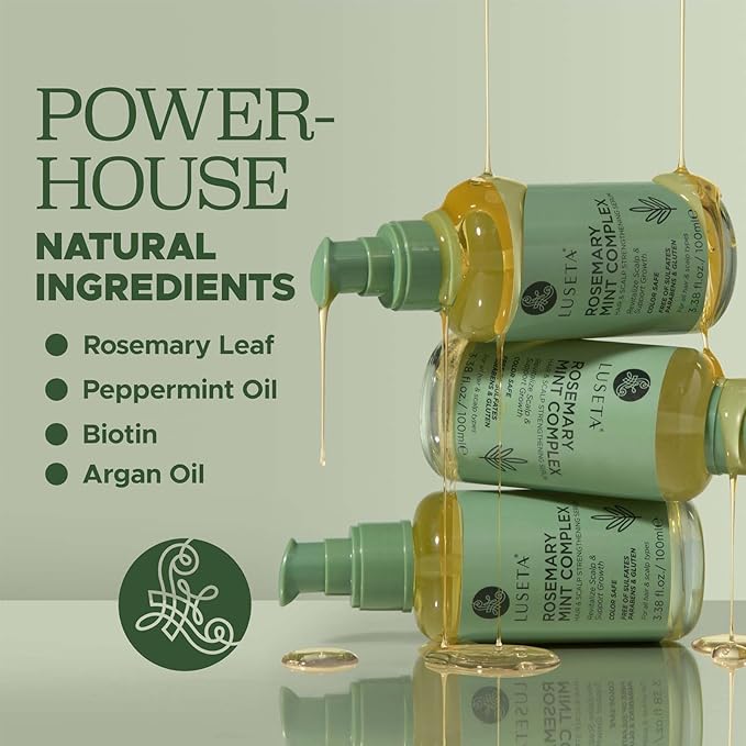 Luseta Rosemary Oil for Hair Growth - Strengthening and Moisturizing Formula for Thinning, Damaged Hair and Split Ends - Color Safe (3.38oz)