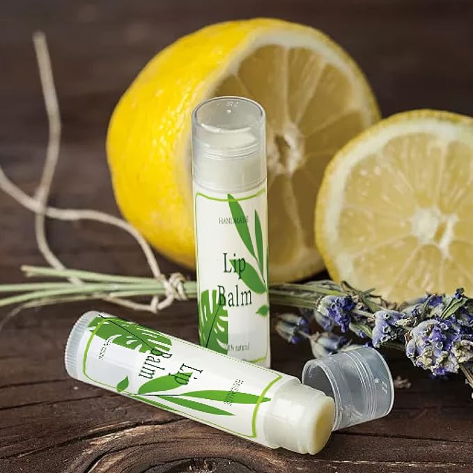 CRASPIRE Lip Balm Labels 80pcs Homemade Lip Balm Labels 2” Clear Lip Balm Labels for Tubes Printable Waterproof Lip Balm Stickers Labels for Lip Balm Handcream Candle Container（Leaves-Green）