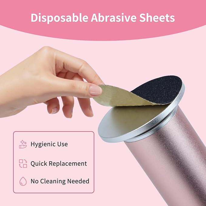 4.8IN Longer Electric Foot Callus Remover with 80pcs Sandpaper Discs, Professional Aluminum Callus Remover for Feet, Stepless Speed Control Pedicure Tools for Dead Skin (Pink)