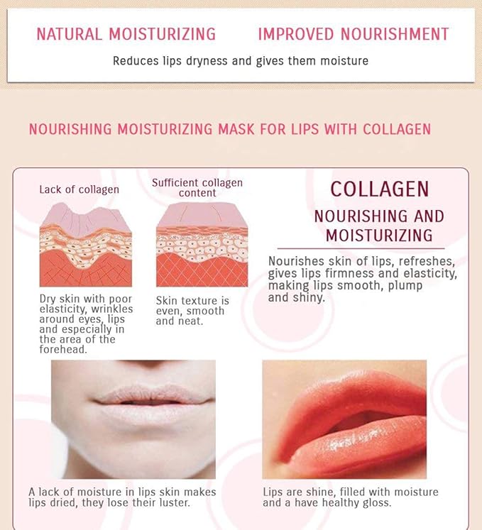 Lip Mask, 30PCS Collagen Crystal Pink Lip Care Gel Pads Treatment, Moisturizing Anti-Wrinkle Anti-Aging Firm Hydrate Lips, Remove Dead Skin Moisture Essence Make Your Dry Lip Attractive Sexy