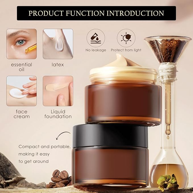 Lil Ray 1 oz Round Amber Glass Jar with Inner Liners and Black Lid (24pcs)