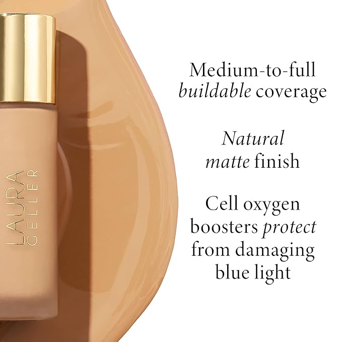 LAURA GELLER Double Take Liquid Foundation | Medium to Full Coverage, Natural Matte Finish, Light
