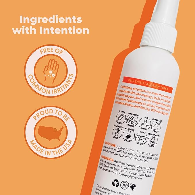 Cleure Alcohol Free Toner for Sensitive Skin - Balancing pH Toner for Face - Paraben, Salicylate, & Fragrance Free (8 oz, Pack of 1)