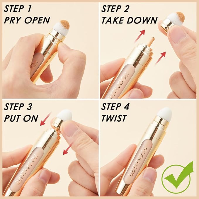 FOCALLURE FIX CORRECTOR Concealer Stick, Full Coverage Concealer Makeup, Color Corrector for Dark Circles, Including Replaceable Applicator, NE02 SHORTBREAD