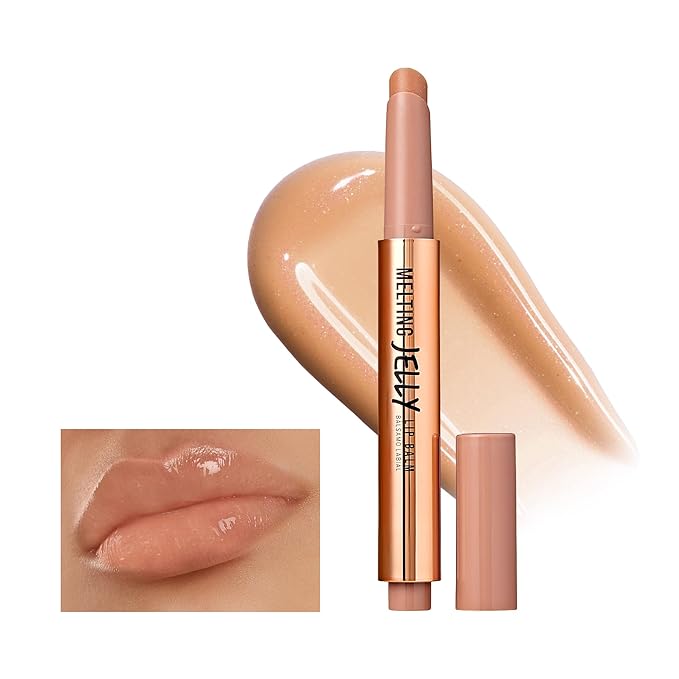 KISS NEW YORK Professional Melting Jelly Lip Balm, High Shine & Moisturizing Lip Stick, Long Lasting, Plumping Effect Look, Non-Sticky & Not Cakey, Easy Application & Natural Coverage (Brown Sugar)