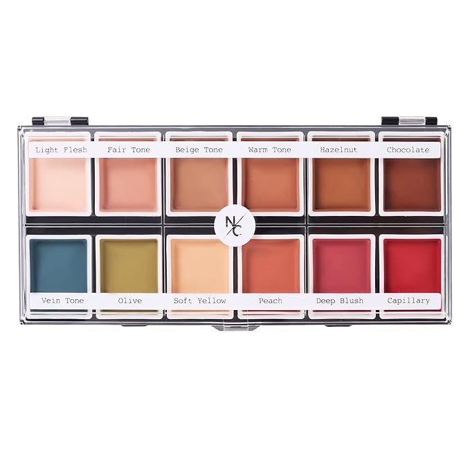 Flesh Tone Alcohol-Activated Palette, Activator, and Remover Kit, Professional SFX Makeup Set, Tattoo Cover