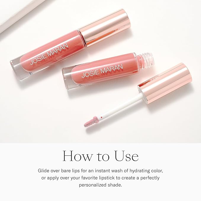 Josie Maran Eye Love Lip Gloss & Mascara Makeup Kit - Plumping Lip Gloss Infused with Argan Oil, Hyaluronic Acid and Sheer, Radiant Color + Argan Black Oil Lengthening Mascara (2 Piece Set)
