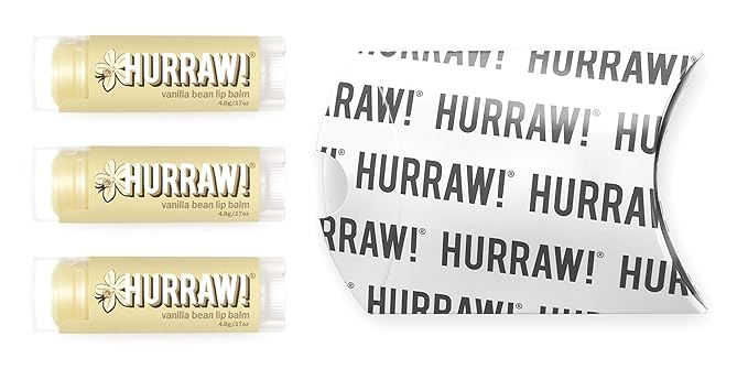 Hurraw! Vanilla Bean Lip Balm, 3 Pack: Organic, Certified Vegan, Cruelty and Gluten Free. Non-GMO, 100% Natural Ingredients. Bee, Shea, Soy and Palm Free. Made in USA