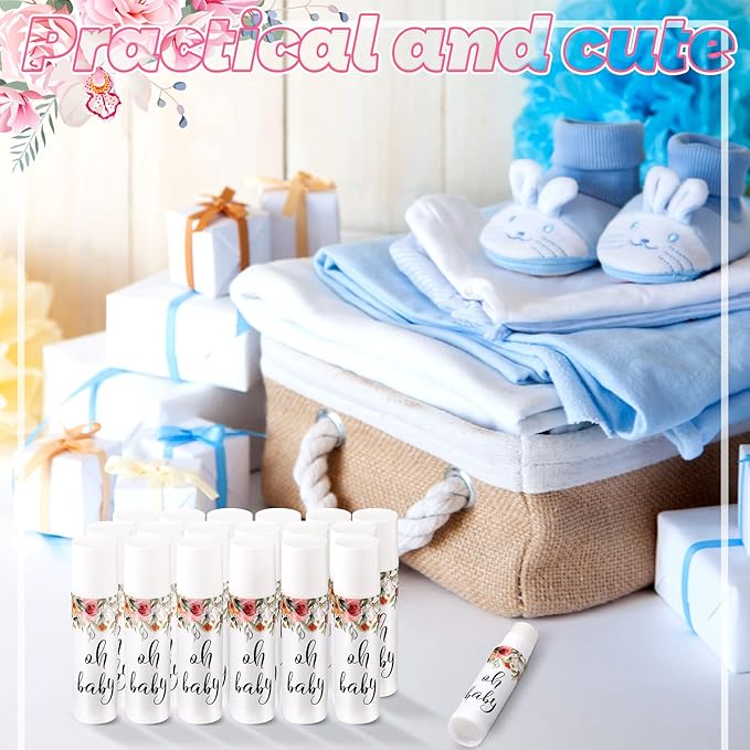 40 Pieces Lip Balm Bulk Baby Shower Jasmine Lip Balm Favors Floral Moisturizing Lip Balm for Women Children Men Girl kids Gender Reveal Favors Gift Baskets (Flower)