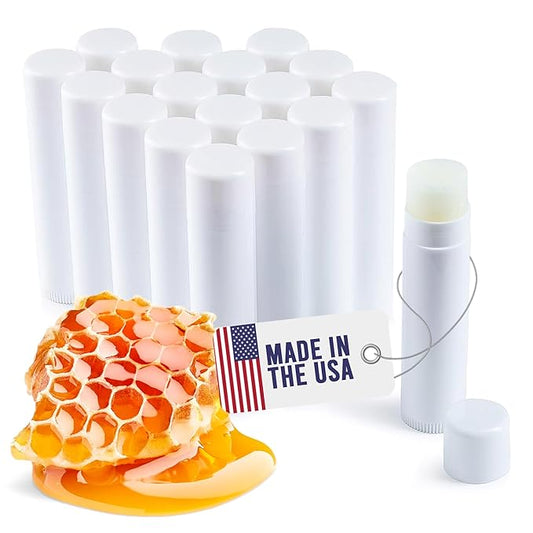Lip Balm Bulk Unlabeled - Made in USA Bulk Chapstick - Natural Ingredients Vitamin E Shea Butter - Custom Chapstick Bulk For Party & Wedding Favors (18 Count, Honey)