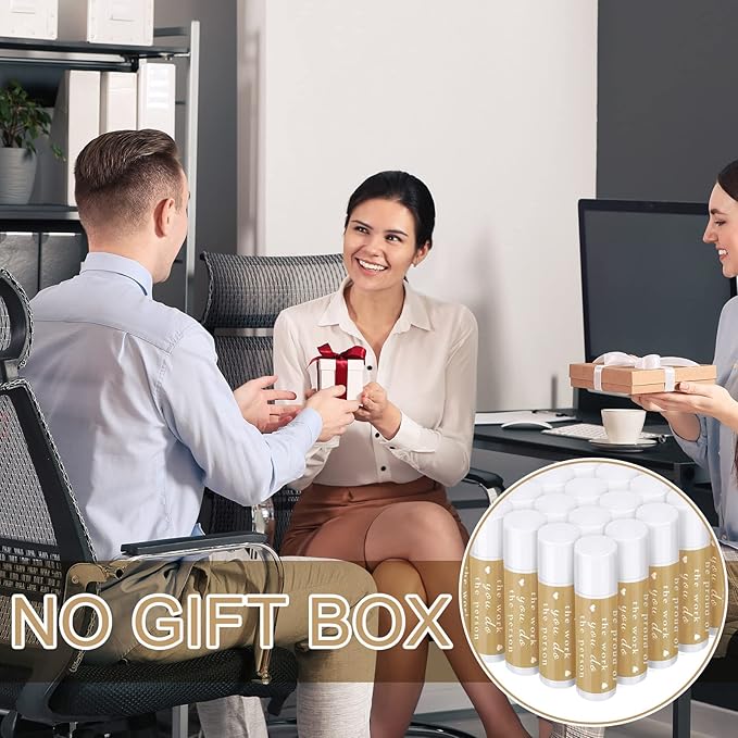 Demissle Thank You Gifts for Coworker Lip Balm Bulk Set Inspirational Appreciation Gifts Leaving Farewell Gifts Vanilla Ingredients Lips Care Products for Friends Teacher Worker Employee (12 Pcs)