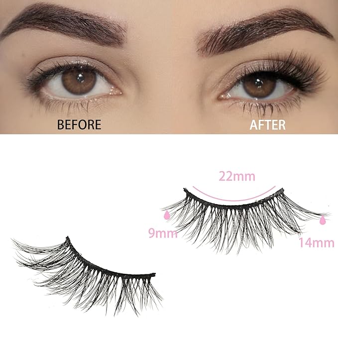 FARRED Half Lashes Natural Look Short Eyelashes Cat Eye Lash Fluffy Natural Lashes Wispy False Eyelash 14 Pairs Faux Mink Strip Eye Lashes Pack for Daily Makeup (F15 | 9-14mm)