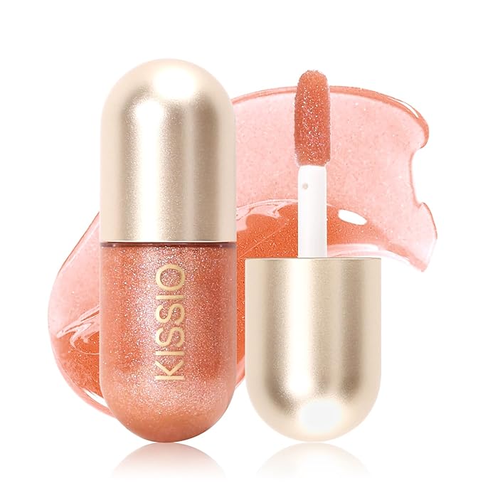 KISSIO Lip Plumper,Color Lip Plumper Gloss,Lip Enhancer,Plant Extracts Plumping Lip Serum,Moisturizing Lip Gloss for Fuller Lips and Hydrated Beauty Lips 5.5ml (03 Lakeside)