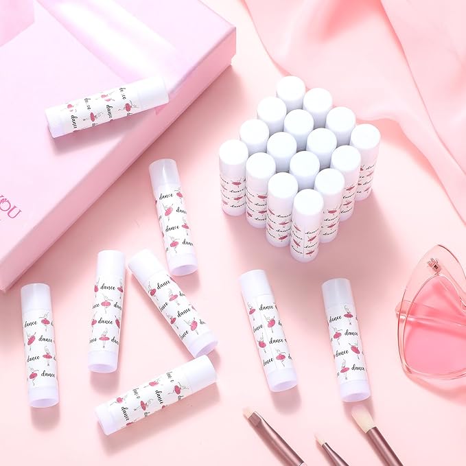 24 Pack Dance Theme Ballet Lip Balms Bulk Moisturizing Lip Balms Back To School Gift Ballet Gifts Lip Balm Christmas Thanksgiving Day Dance Party Thanks Gift for Dancer Girl Woman
