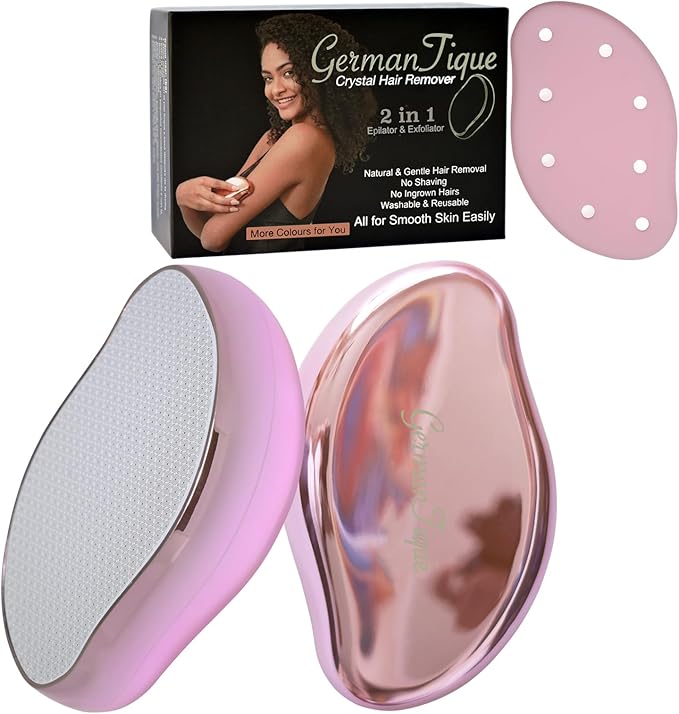 Crystal Hair Eraser,Natural Crystal Hair Remover,Reusable Painless Nano Glass Hair Removal Device Without Shaver,Gentle Crystal Epilator and Exfoliator for Soft Silky Skin(Light Pink)