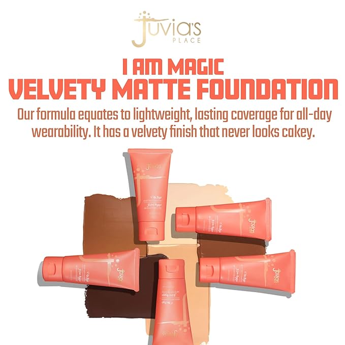 Juvia's Place I Am Magic Velvety Matte Liquid Foundation 500 - Bogota - Medium Tan w/Warm Golden Undertone, Makeup Foundation Full Coverage, Lightweight, Long Wear, Velvety Matte Finish