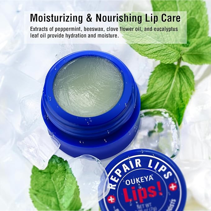 Lip Balm Treatment with Beeswax, Peppermint Oil,Natural Formula Lip Balm with Vitamin E & C Lips Daily Conditioning 24 hrs Long-lasting Moisture, Gentle Exfoliation Prevent Dryness & Chapping