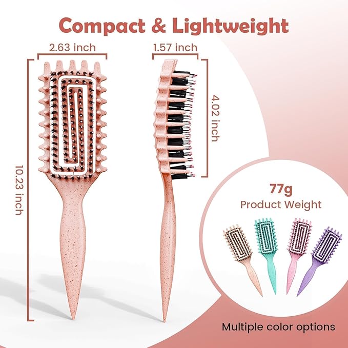 Curl Defining Brush, Curly Hair Brush Defining with Side Gear for Combing, Shaping, and Styling Curly Hair, Lightweight Candy Brush Suitable for All Wet or Dry Hair Types for Women and Men (Beige)
