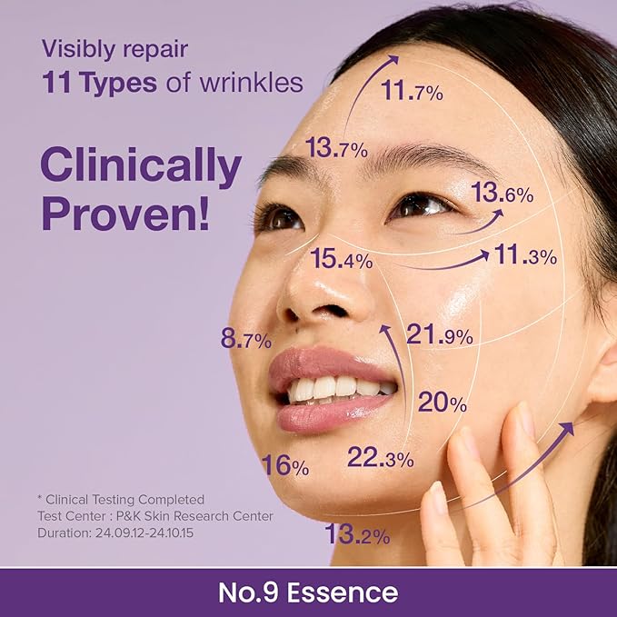 numbuzin No.9 Essence | NAD+ BIO Lifting-sil Essence | Lifting, Firming, Wrinkles, Fine Lines, Elasticity | Peptides, NAD+ | Serum for Aging, Dull Skin | 1.69 fl. oz.