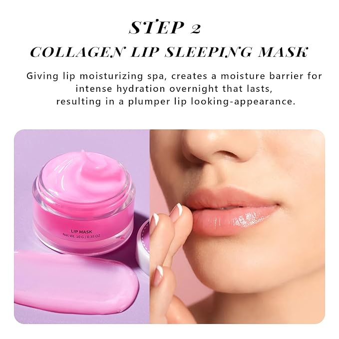 ANAI RUI Lip Therapy Set, Lip Scrub & Lip Mask, Overnight Hydrating Lip Moisturizer with Lip Exfoliator Scrub and Lip Sleeping Mask for Lip Plumping, Lip Gift Kit for Dry, Chapped, Dark Lips, Grape