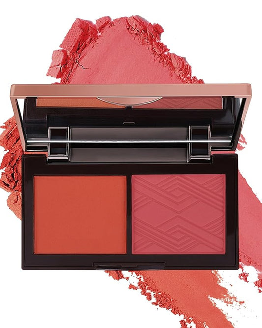 Face Matte Blush Powder Palette-2Colors Buildable Facial Cheek Blusher Pressed Powder Light Luxury Blush Contour Palette for Face,Longlasting Makeup Palette,Valentine's Day Gift Set for Women Girl-03