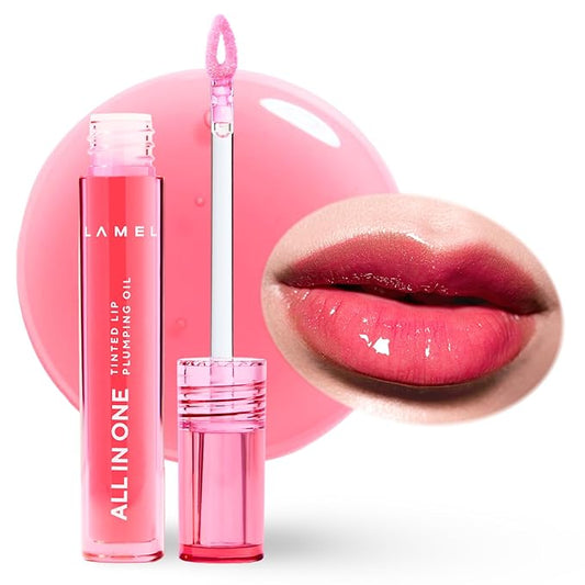 All-in-One Lip Oil - Lightweight, Tinted, Plumping, Hydrating Lip Gloss - Lip Balm for Day & Night Use, Long-Lasting Lip Stain, Lip Glow Oil, No-Sticky Gloss, Lip Plumper Tint - Peachy №401