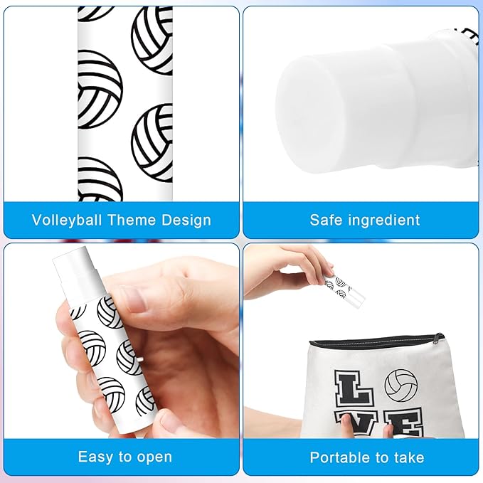 Demissle 24 Pcs Sports Team Gifts Sports Lip Balm Sports Party Favors Sports Theme Lipstick for Team Gifts(Volleyball)