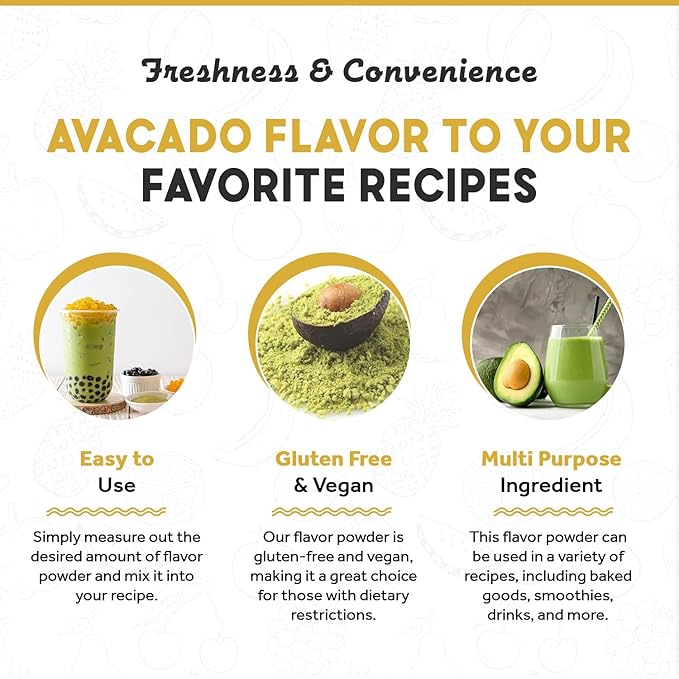 Fanale Premium Avocado Bubble Tea Flavoring Powder | Perfect for Baking, Smoothies, Desserts and Drinks | Instant Flavoring Powder for Boba Milk Tea - 2.2 Pounds (Pack of 20).