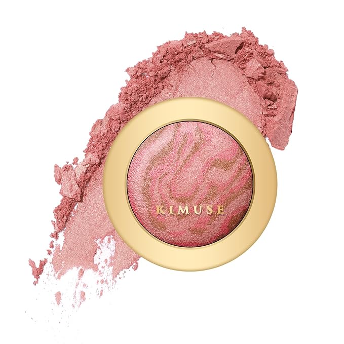 KIMUSE Baked Blush, Lighting Glow Marbleized Blush Powder Blush, Contour & Highlight Face for a Creamy Lightweight Natural Finish