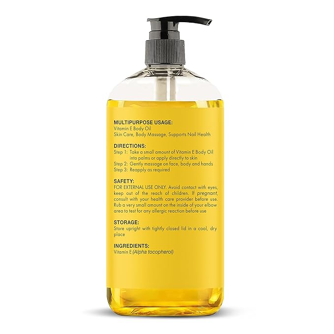 Majestic Pure Vitamin E Oil - 100% Pure & Natural, 20,000 IU | Premium Grade, Cold-Pressed and Tocopherol to Repair Dry, Damaged Skin| Moisturizing Skin, Hair and Scalp 8 Fl Oz