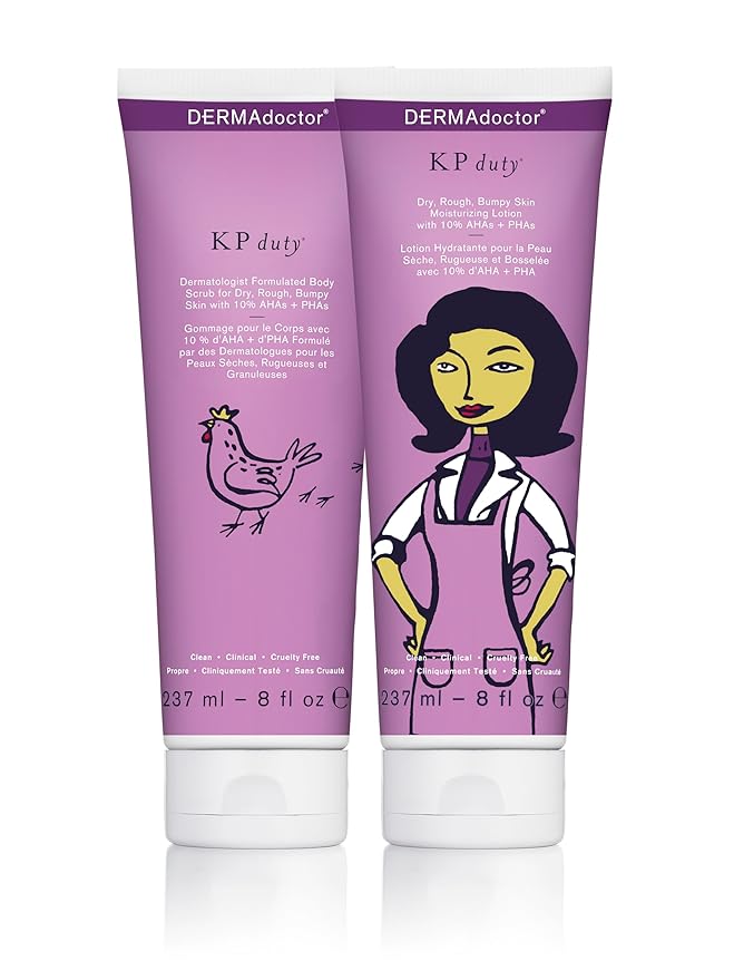 DERMAdoctor KP Bump Eraser Body Scrub and Lotion Kit Dermatologist Formulated Exfoliant | Keratosis Pilaris Treatment For Dry And Bumby Skin 10% AHAs + PHAs