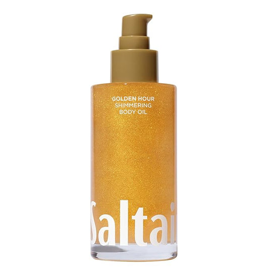 Saltair Shimmering Body Oil - Golden Hour Scented Dry Oil Moisturizer with Light-Reflecting Pearl Pigments. Moisturizing Glow for All Skin Types - 4 Fl Oz