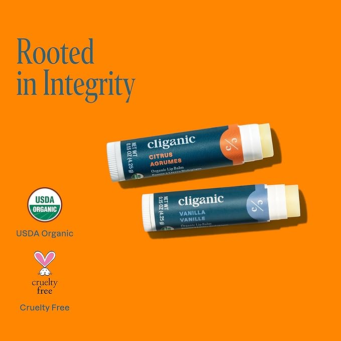 Cliganic Organic Lip Balm 2 pack - Orange Shake